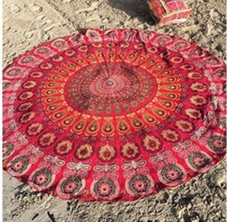 Circular Tapestry Red Sun Design - Waterproof