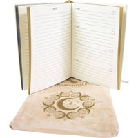 Journal with Beautiful Velvet Bag Featuring the Moon Phases