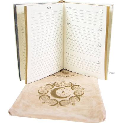 Journal with Beautiful Velvet Bag Featuring the Moon Phases
