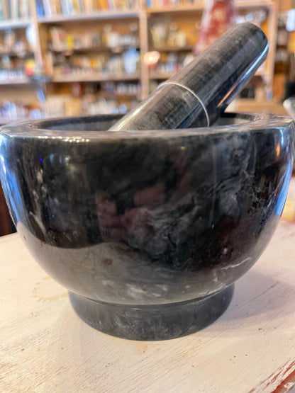 Black Marble Mortar & Pestle
