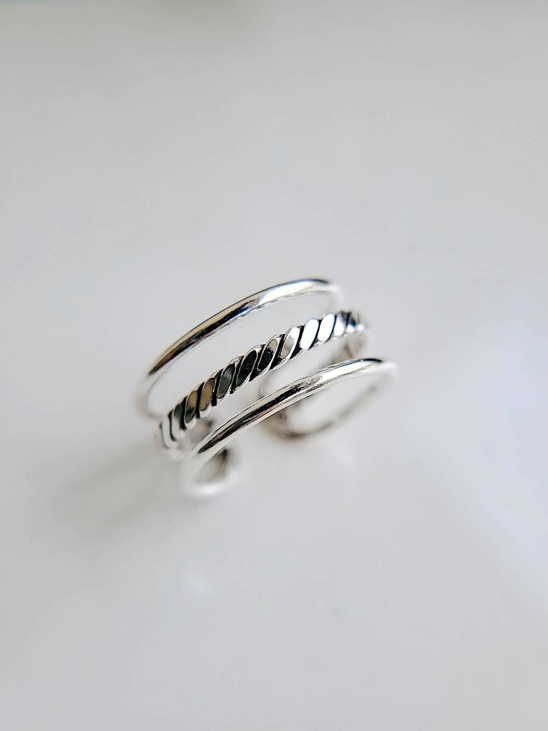 Sterling Silver Triple Adjustable Ring (Size 6)