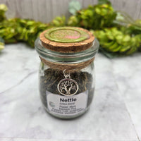 Dried Nettles in Apothecary Herb Jar w/Tree of Life Charm