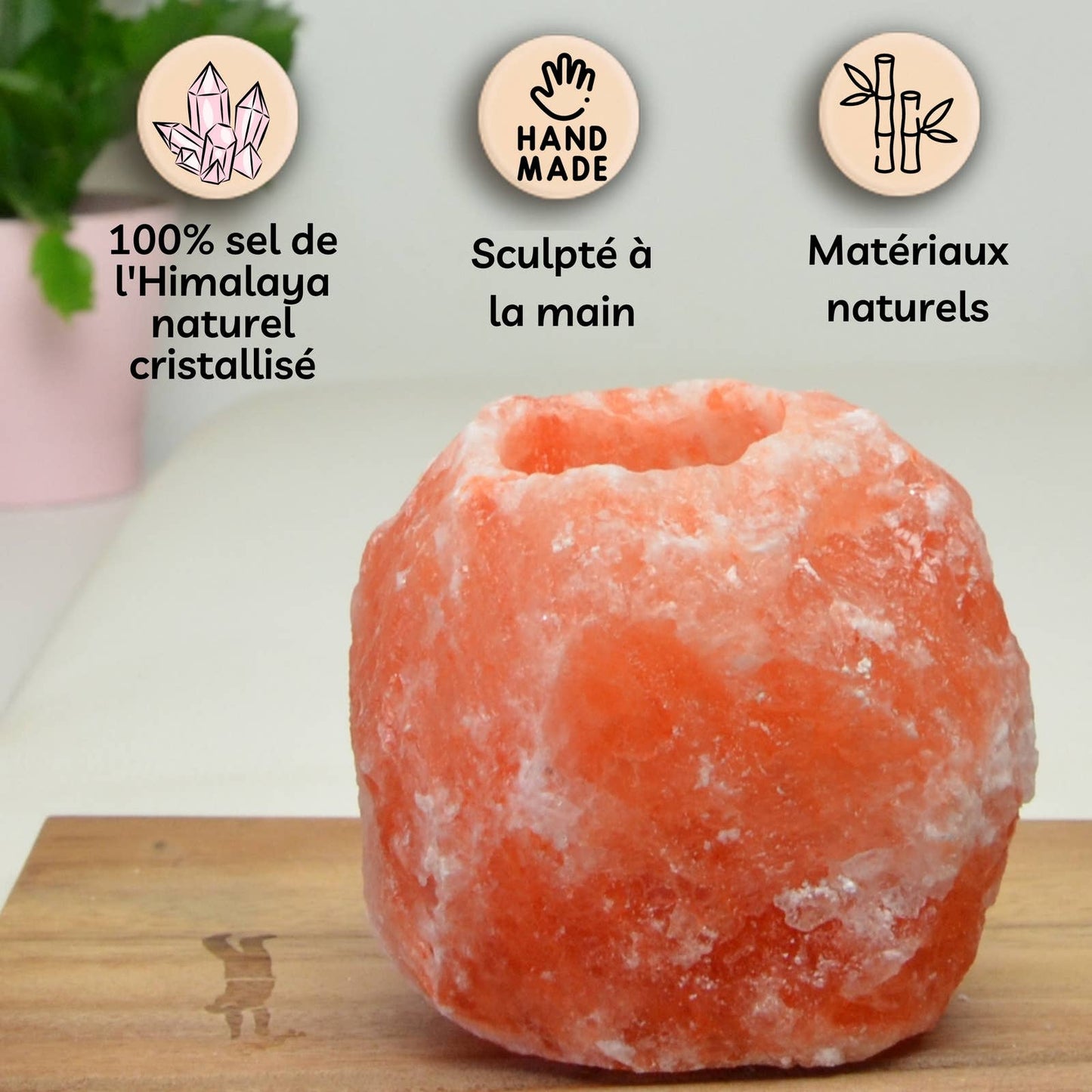 Himalaya Rock Salt Crystal - Tea Light Candle Holder