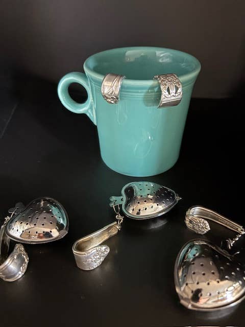 Vintage Silver Spoon & Fork Tea Strainer