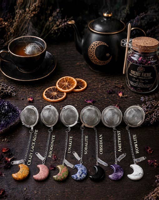 Crescent Moon Gemstone Tea Ball Infuser