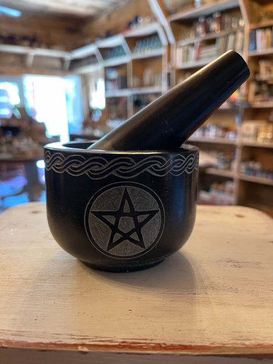Solid Stone Mortar & Pestle Earth Star