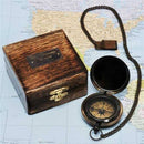Brass Pocket Compass with Wooden Box