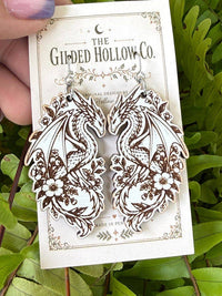 Botanical Fantasy Dragon Earrings