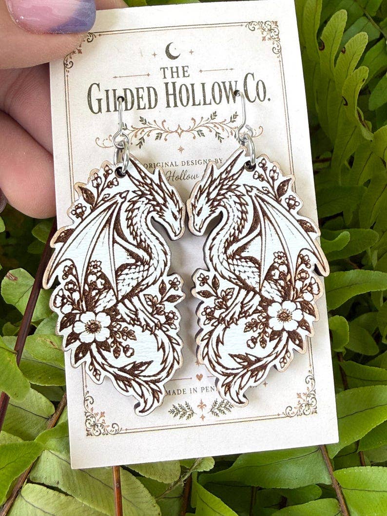 Botanical Fantasy Dragon Earrings