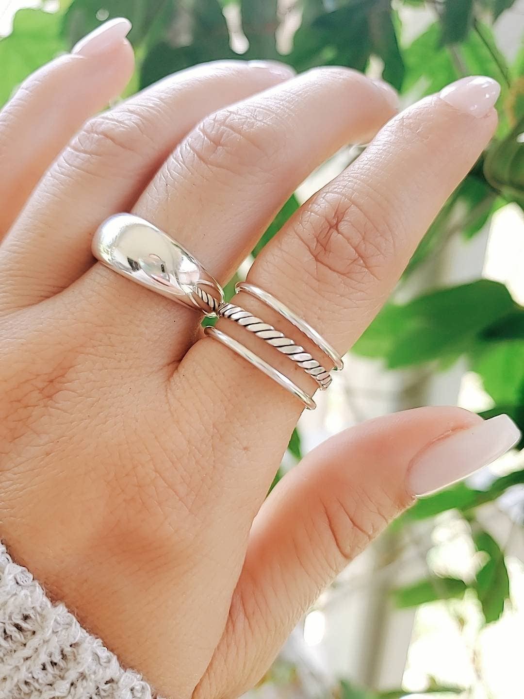 Sterling Silver Triple Adjustable Ring (Size 6)