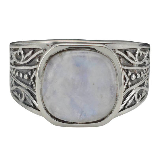 Viking Moonstone Sterling Silver Ring (Size 13)