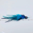 Blue Feather Earrings with a Wooden Bead