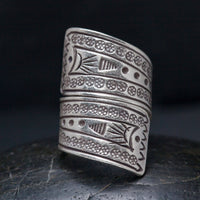 Hill Tribe Sterling Silver Etched Wrap Ring