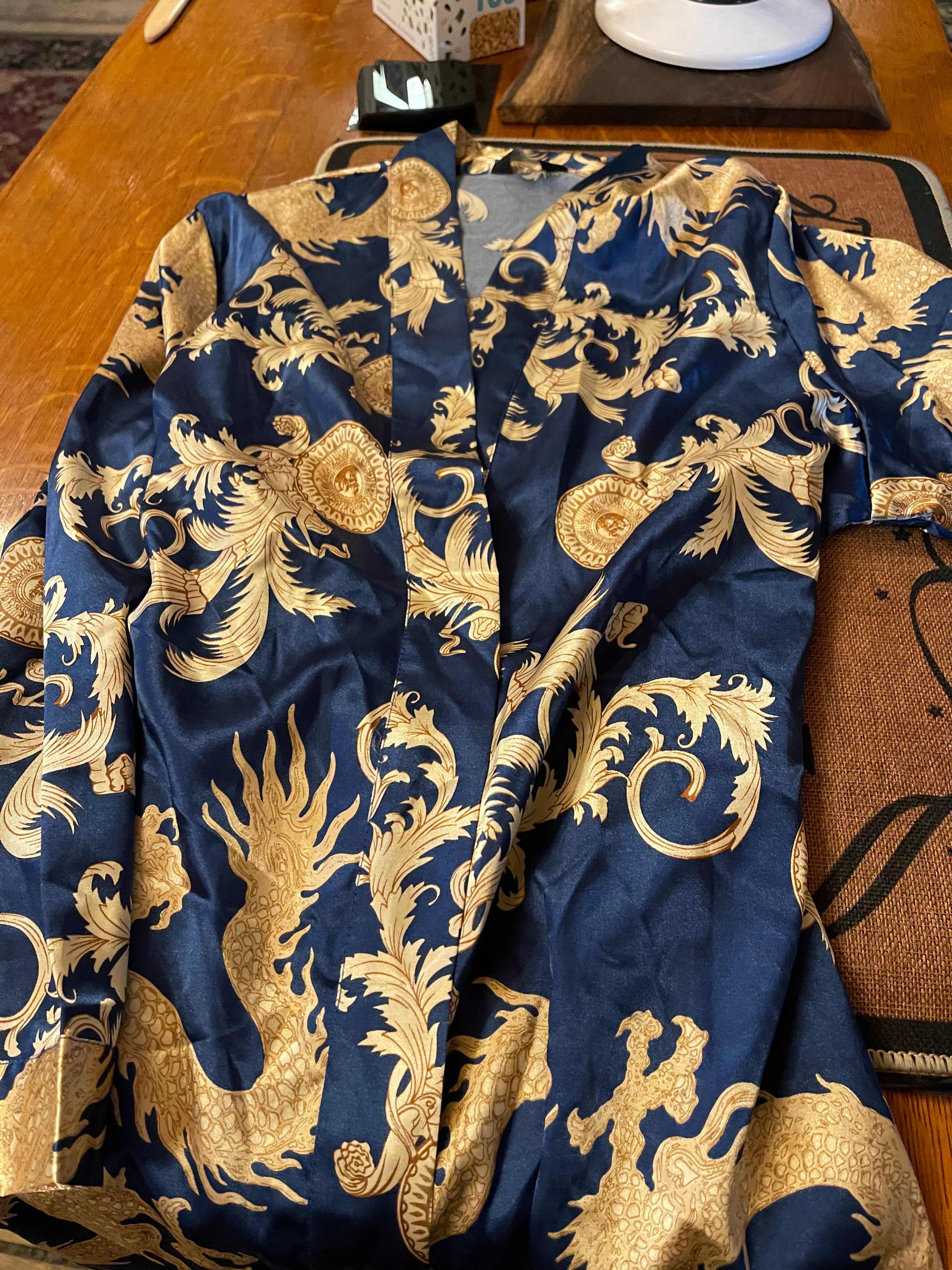 Blue Sapphire & Gold Dragon Vintage Robe