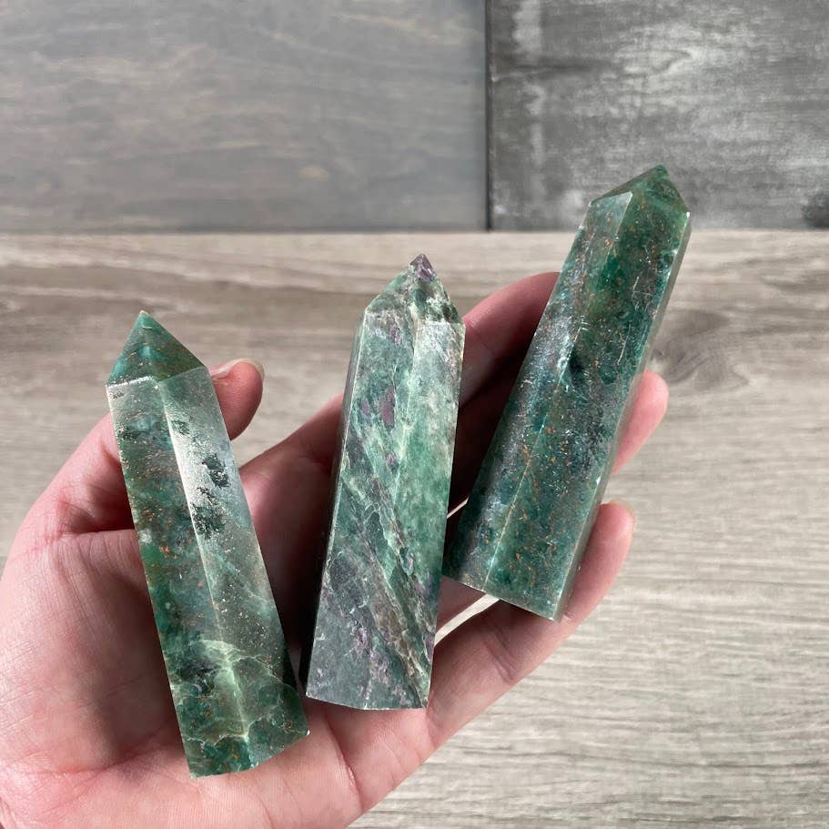 Ruby in Fuschite Gemstone Obelisk - Crystal Tower