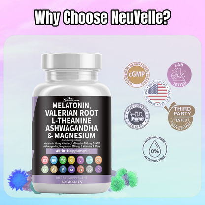 Melatonin, Valerian Root L-Theanine Ashwagandha Supplement