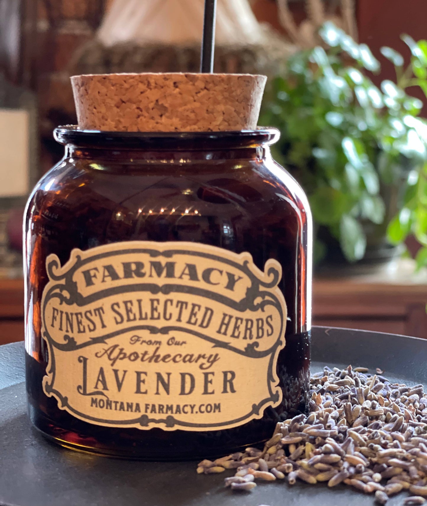 Herbal Apothecary Jar Filled with Dried Lavender