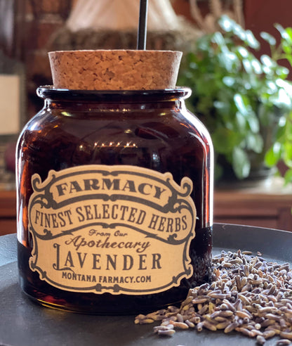 Herbal Apothecary Jar Filled with Dried Lavender