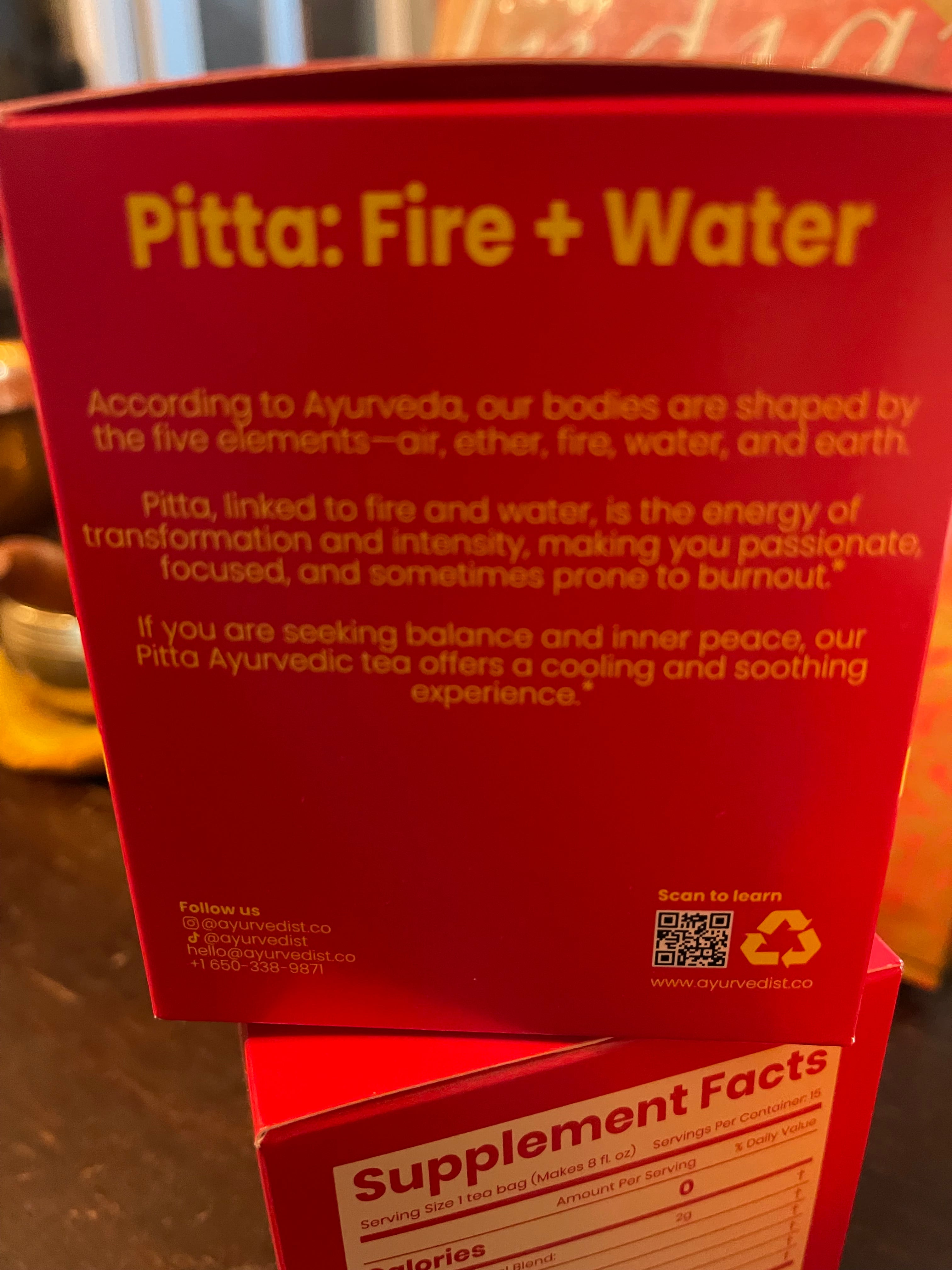 Organic Pitta Ayurvedic Tea: Hibiscus, Mint, Shatavari