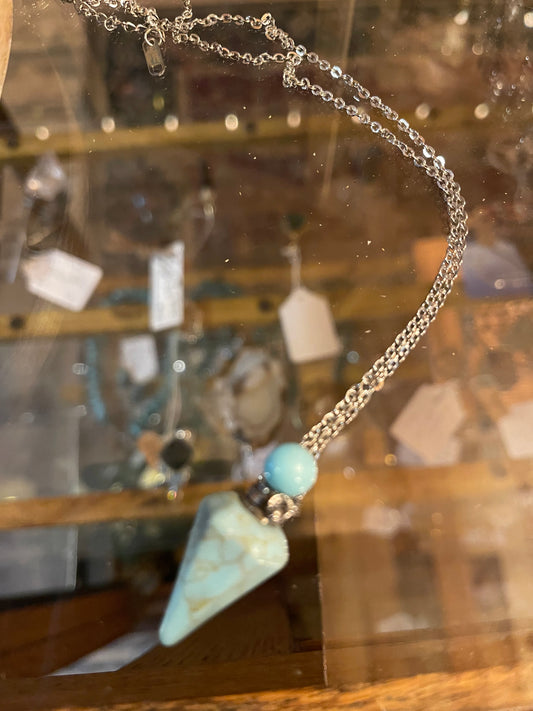 Turquoise Gemstone Pendulum Necklace with Hidden Chamber