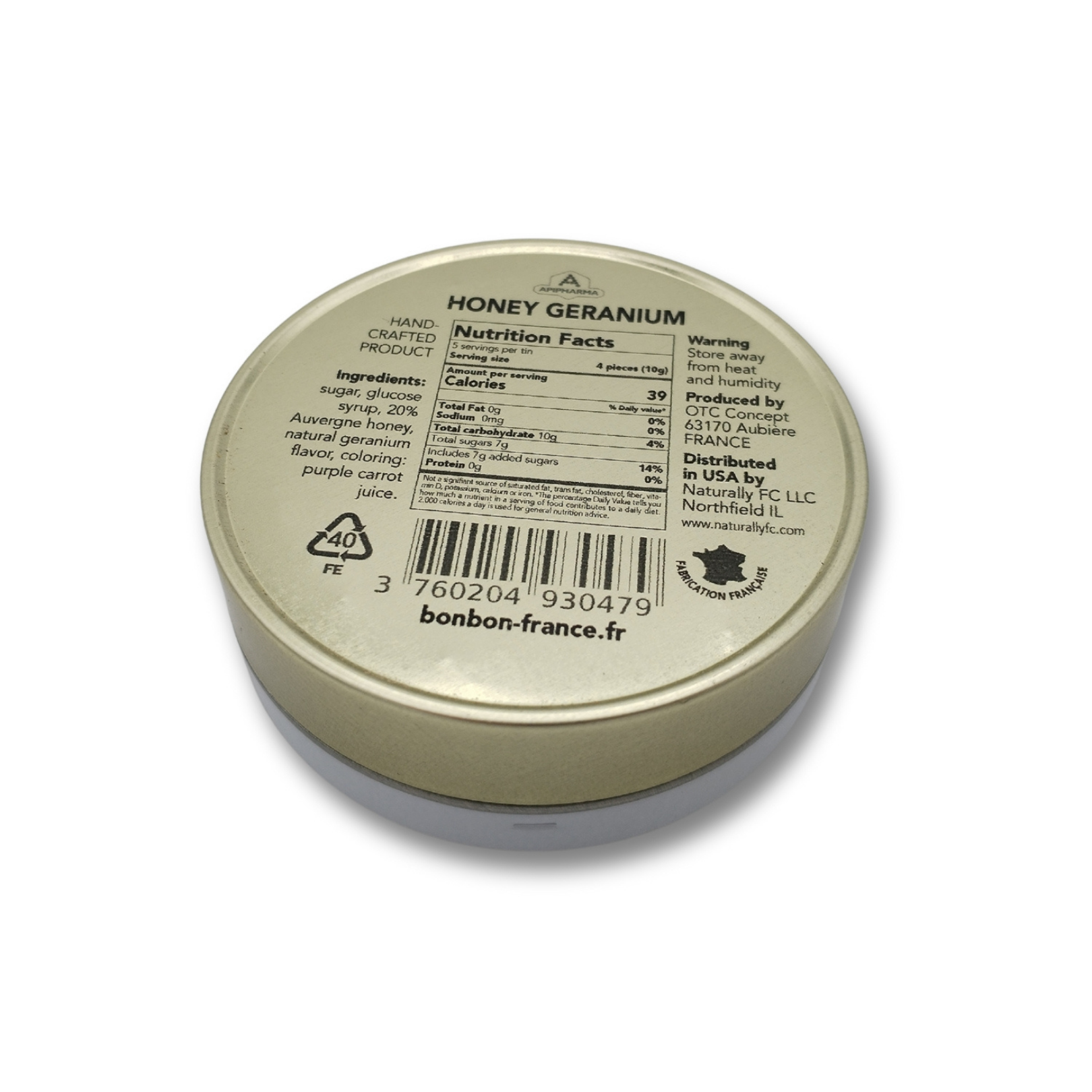 Honey Geranium Natural Candy Drops (Tin Container)