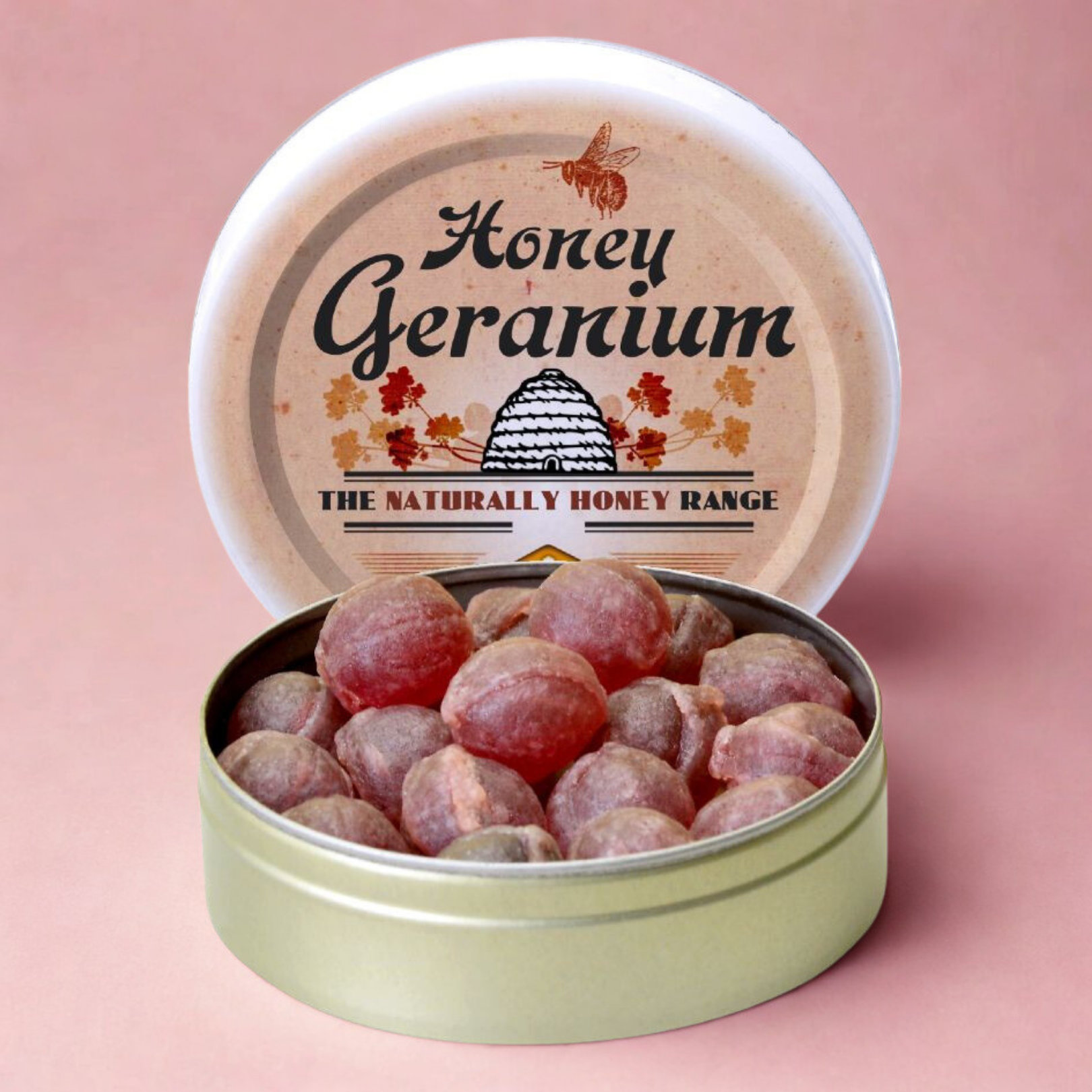 Honey Geranium Natural Candy Drops (Tin Container)