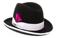 Godfather Fedora Hat - Black with White Band, Size Large