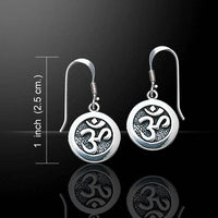 OM Sterling Silver Round Hook Earrings