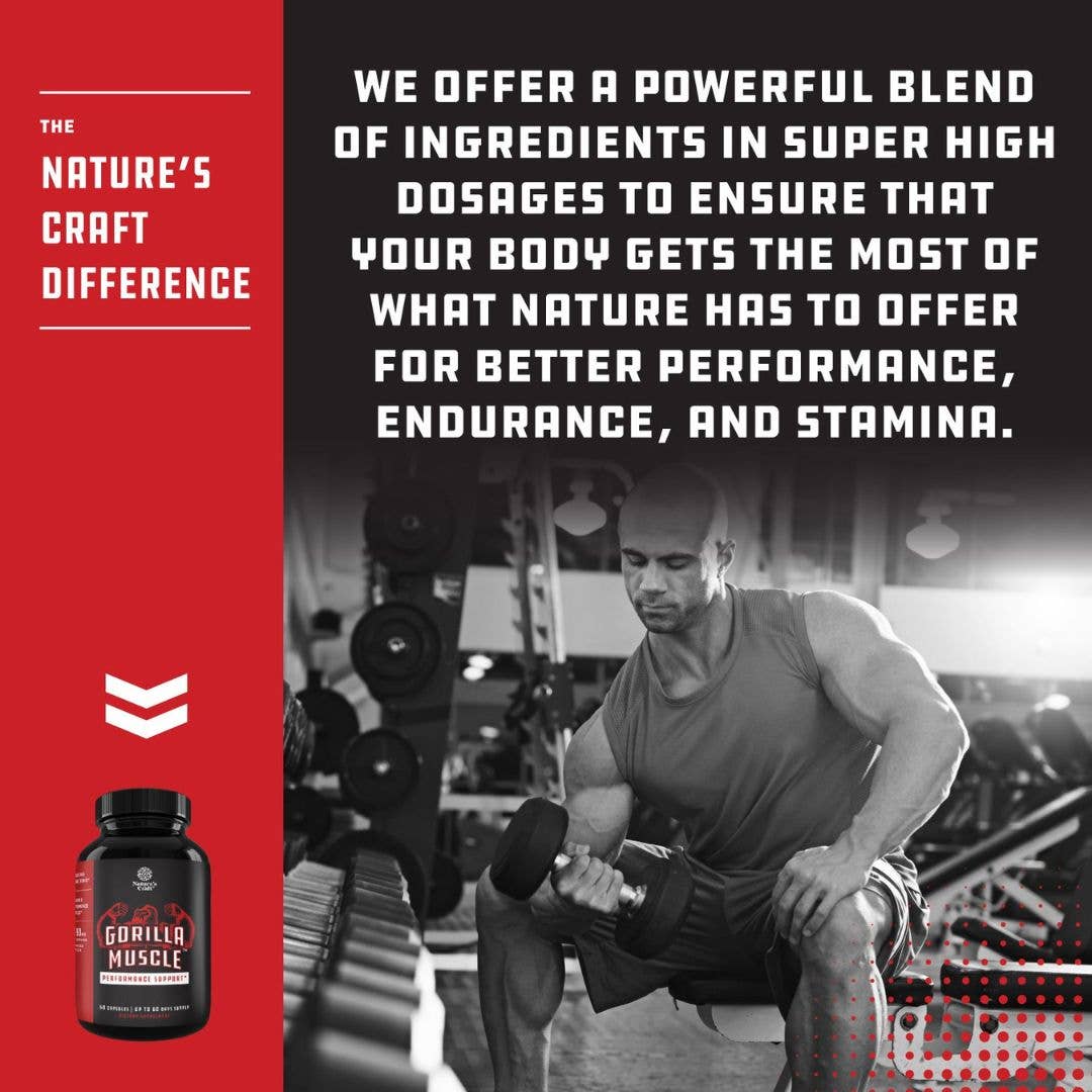 Gorilla Muscle: Performance Support - Testosterone Booster Capsules w/Maca Root