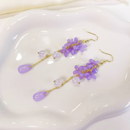 Purple Lily Earrings - 18K gold finish, S925 Silver Post (Handmade in USA)