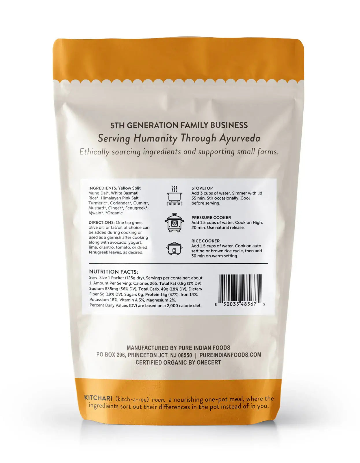 OnePot Kitchari Single Pack Ready-to-Cook Meals, Organic