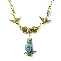 Mystical Cat Necklace with Pearls