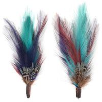 Pheasant Hackle Feather Hat Trims w/Copper & Dark Aqua (Pack of 2)