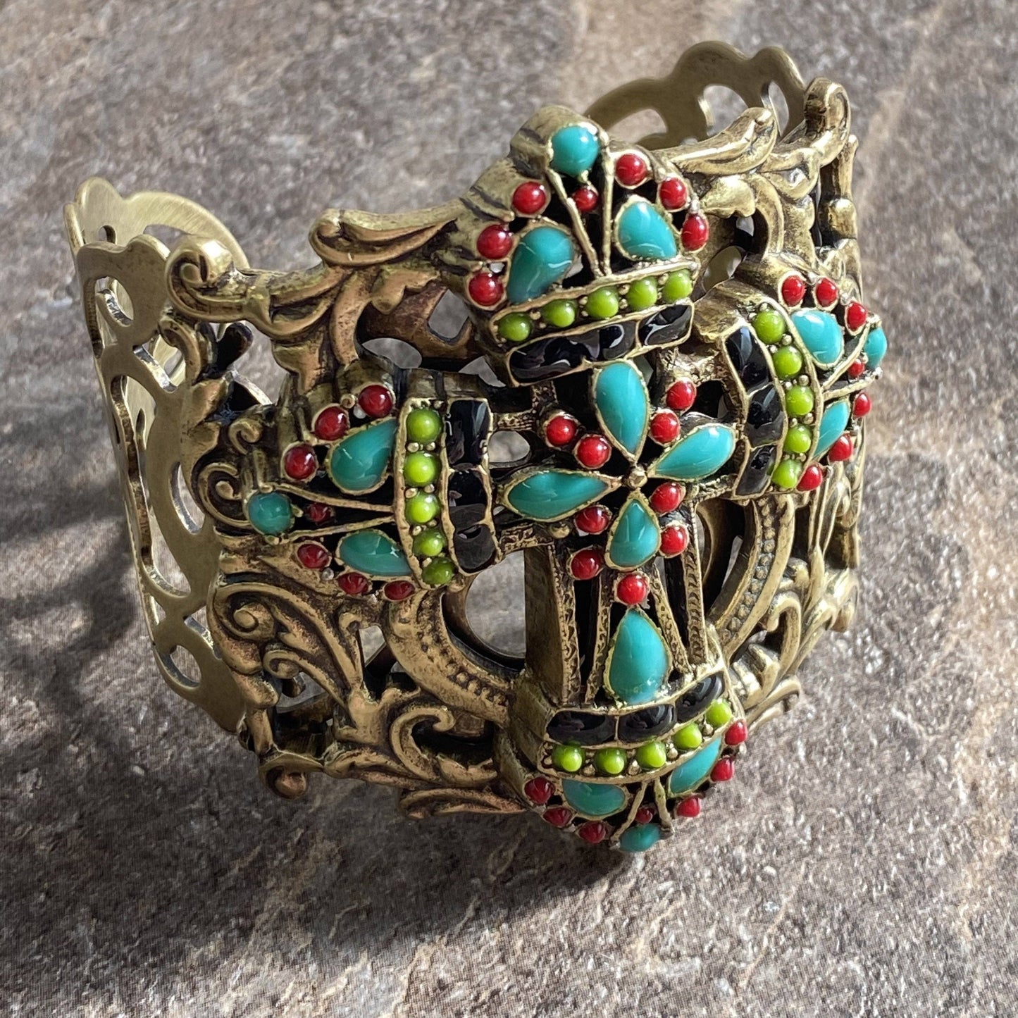 Mayan Cross Cuff Bracelet