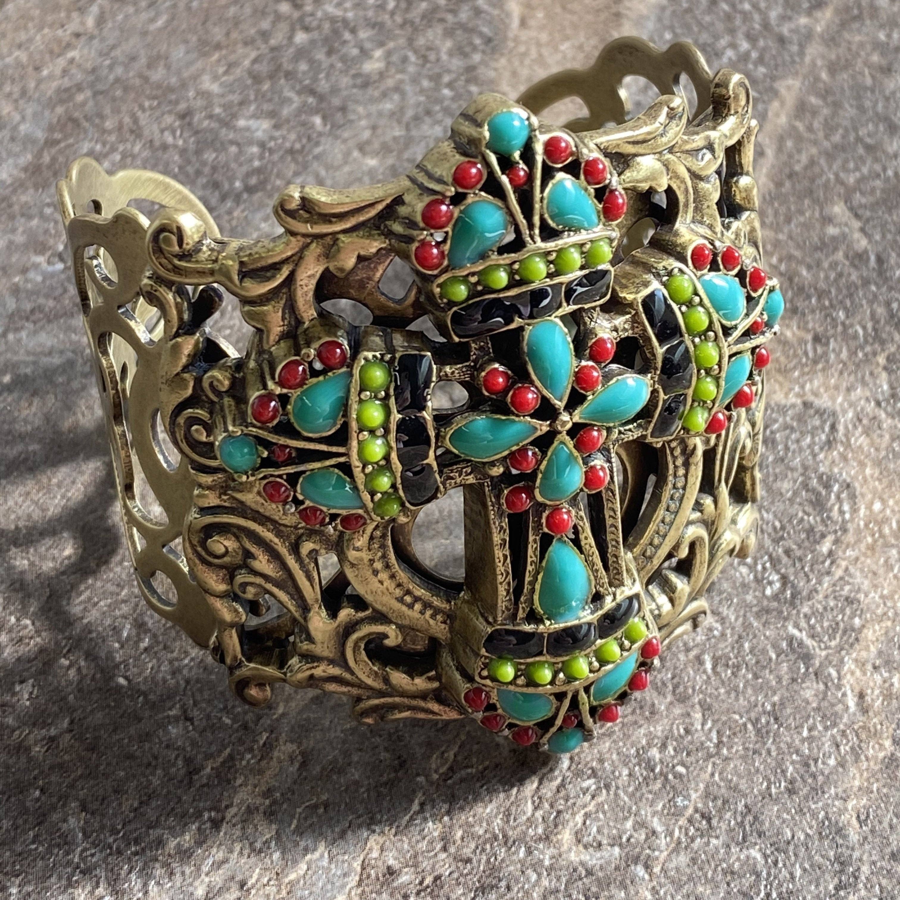 Mayan Cross Cuff Bracelet