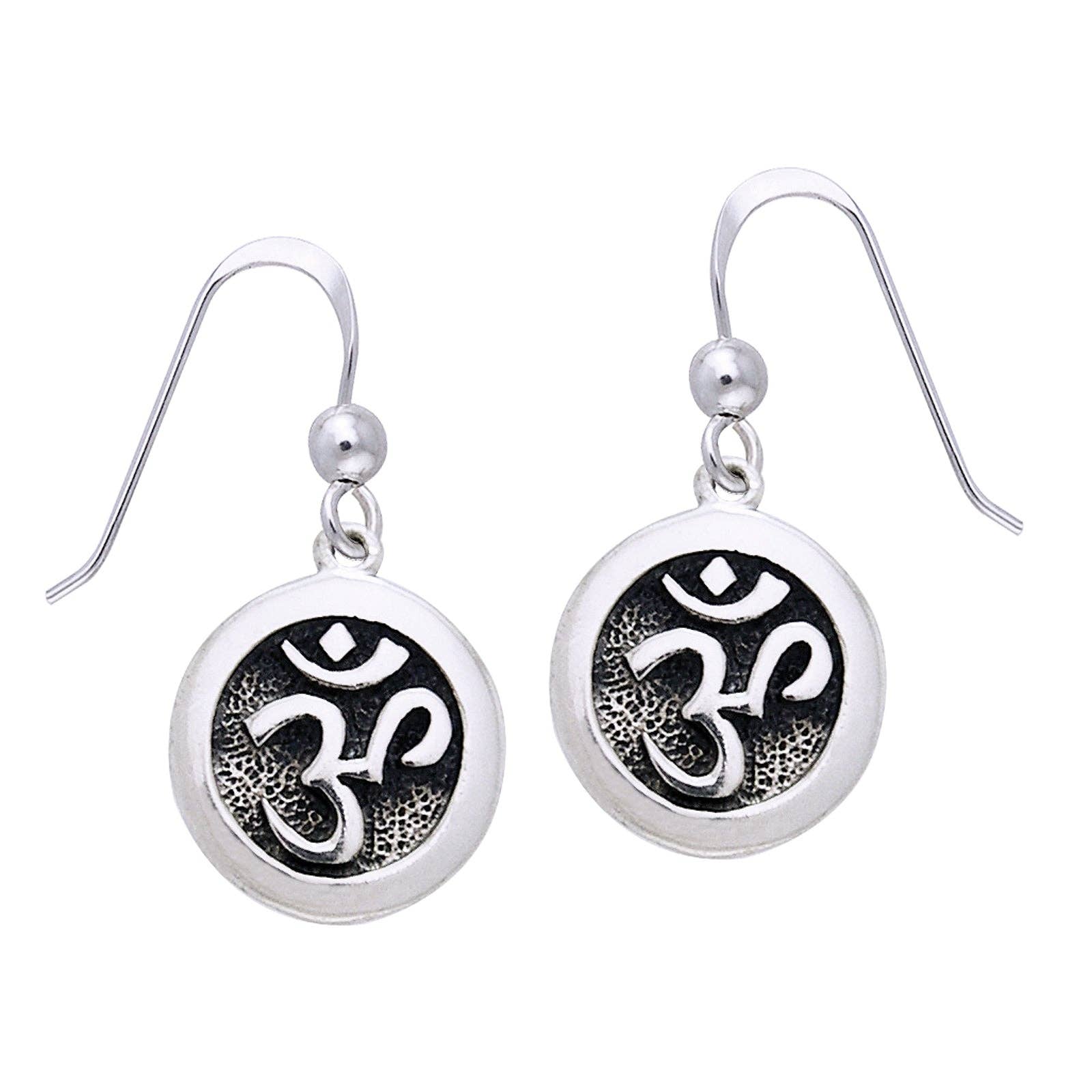 OM Sterling Silver Round Hook Earrings