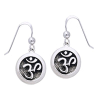 OM Sterling Silver Round Hook Earrings