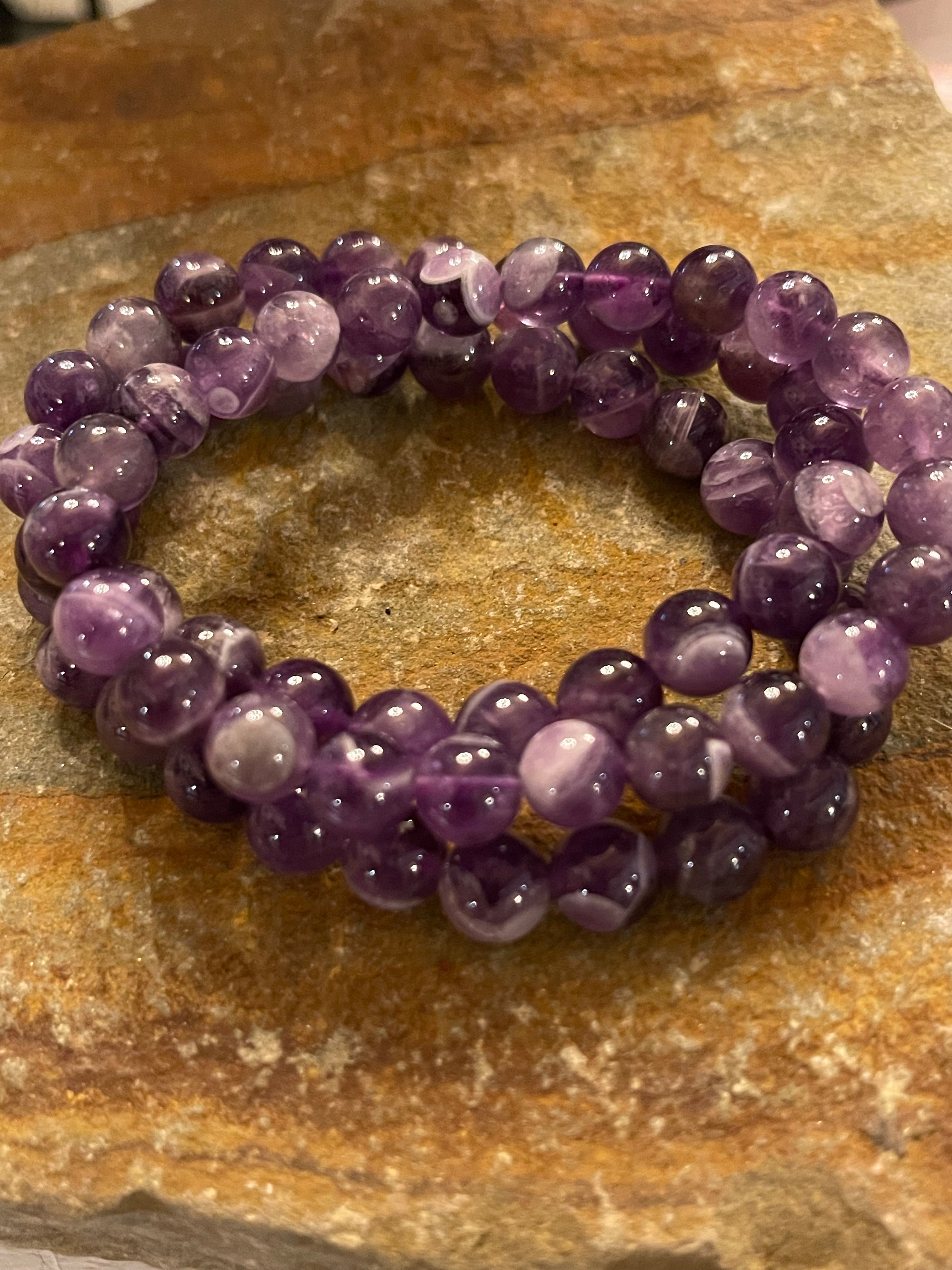 Amethyst Gemstone Bracelet (8mm beads)