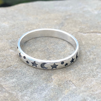 Stars & Magic Sterling Silver Ring (Thin Band)