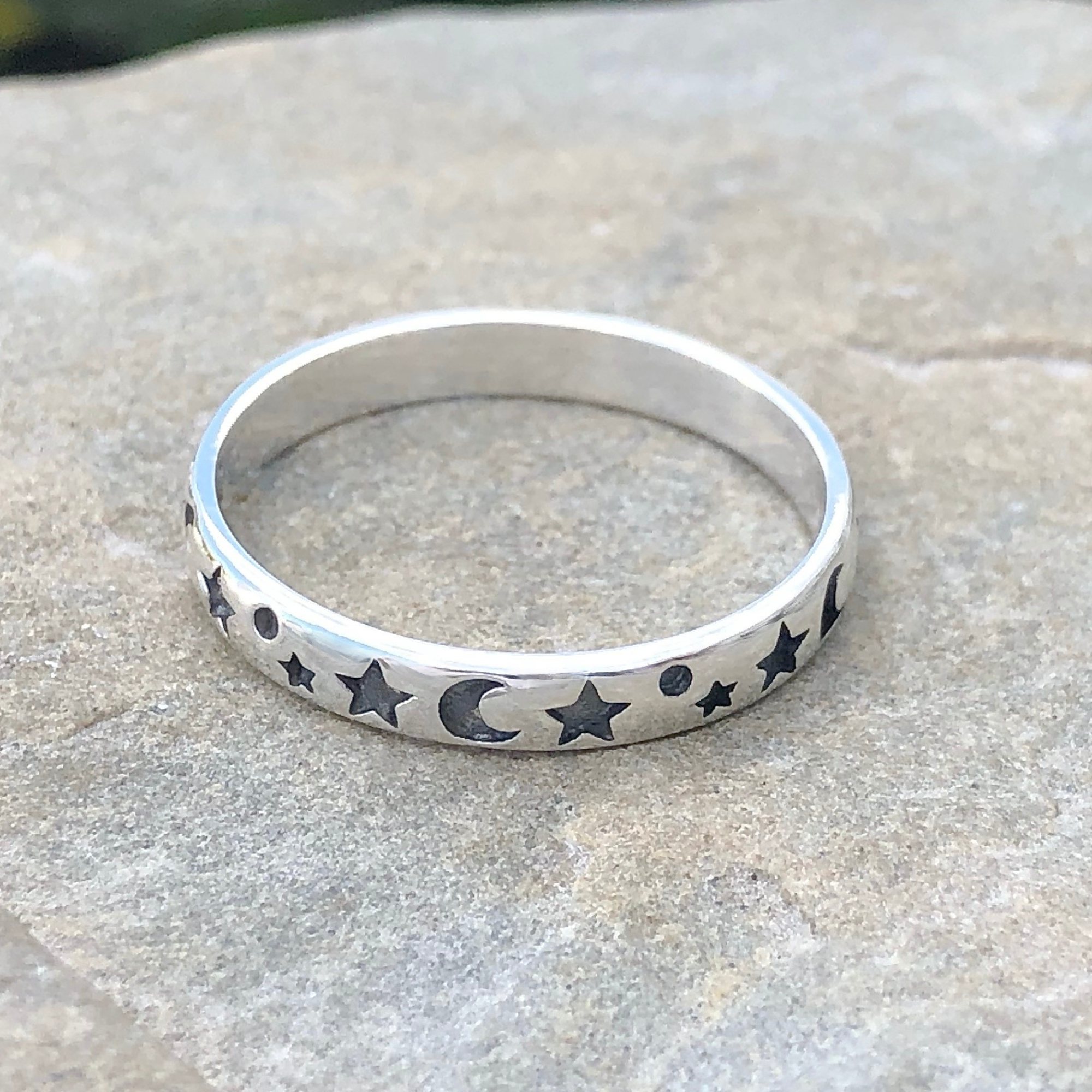 Stars & Magic Sterling Silver Ring (Thin Band)