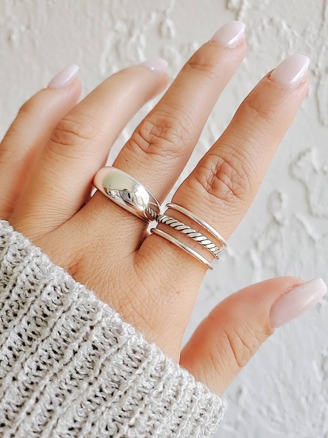 Sterling Silver Triple Adjustable Ring (Size 6)