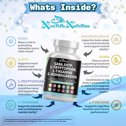 GABA, 5-HTP, L-Tryptophan L-Theanine, Ashwagandha Supplement