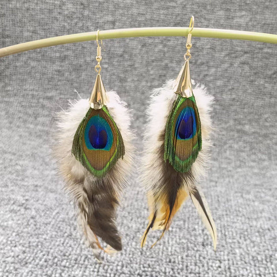 Peacock Feather Dangle Earrings