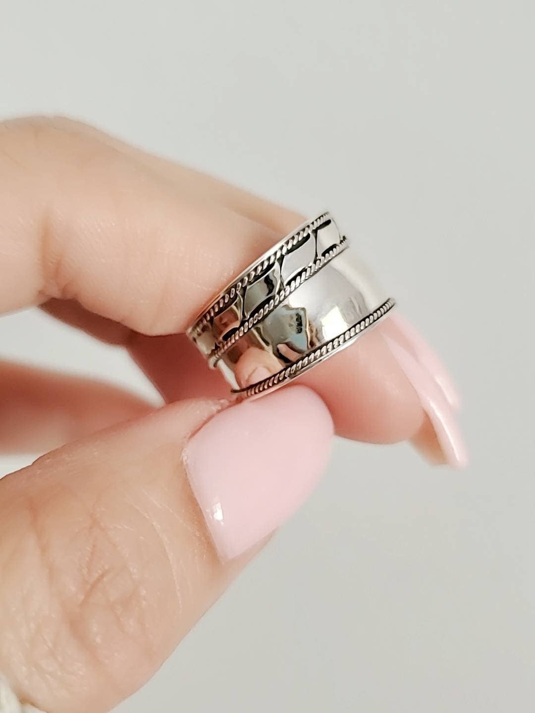 Sterling Silver Thin Air Wide Band (Size 11)