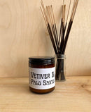 Vetiver & Palo Santo Candle - Crafted with lead-free cotton wicks, natural soy wax, non- toxic &amp; 100% vegan