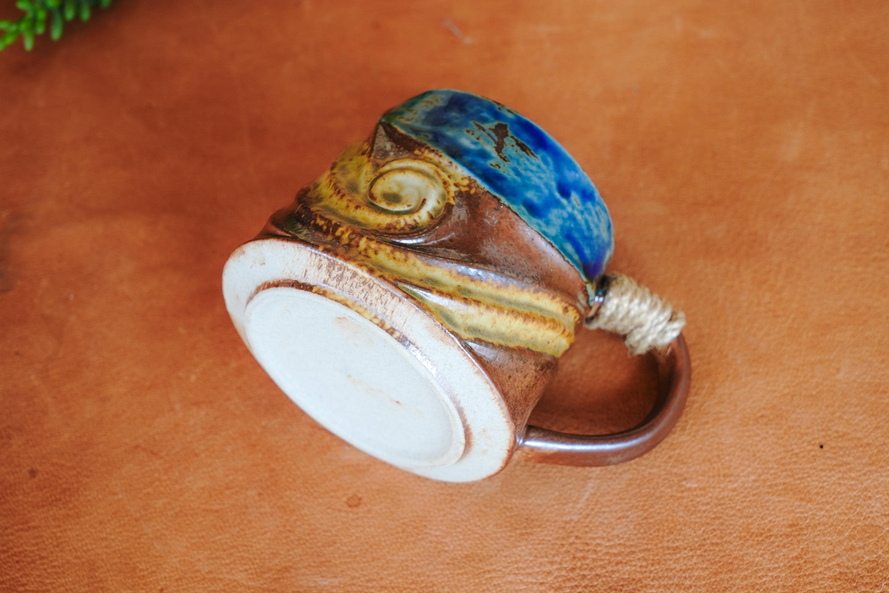 Rustic Earth Sky Mug with Rope Wrapped Handle