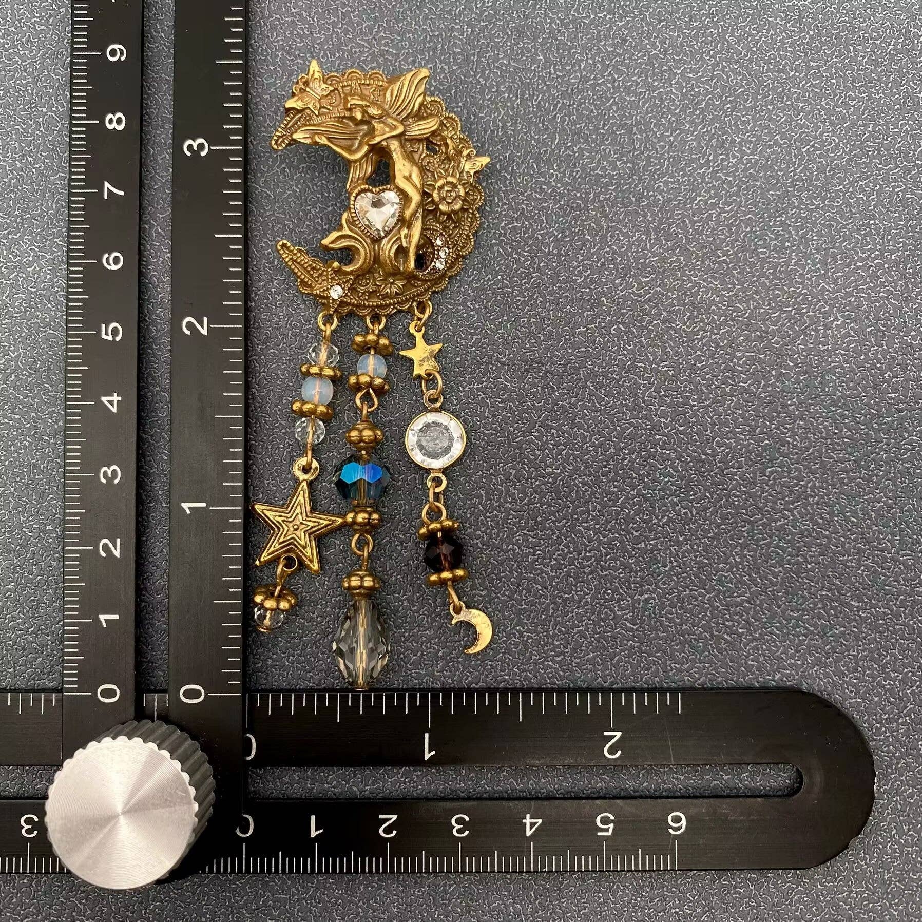 Fairy & Moon Dangling Earrings with 3 pillars of Stars