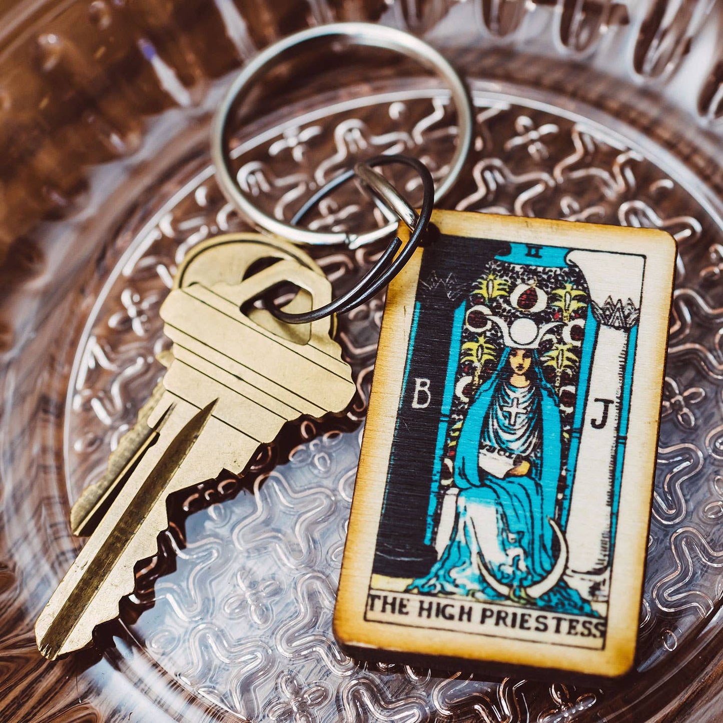 The High Priestess Keychain (Tarot Card) - Handcrafted