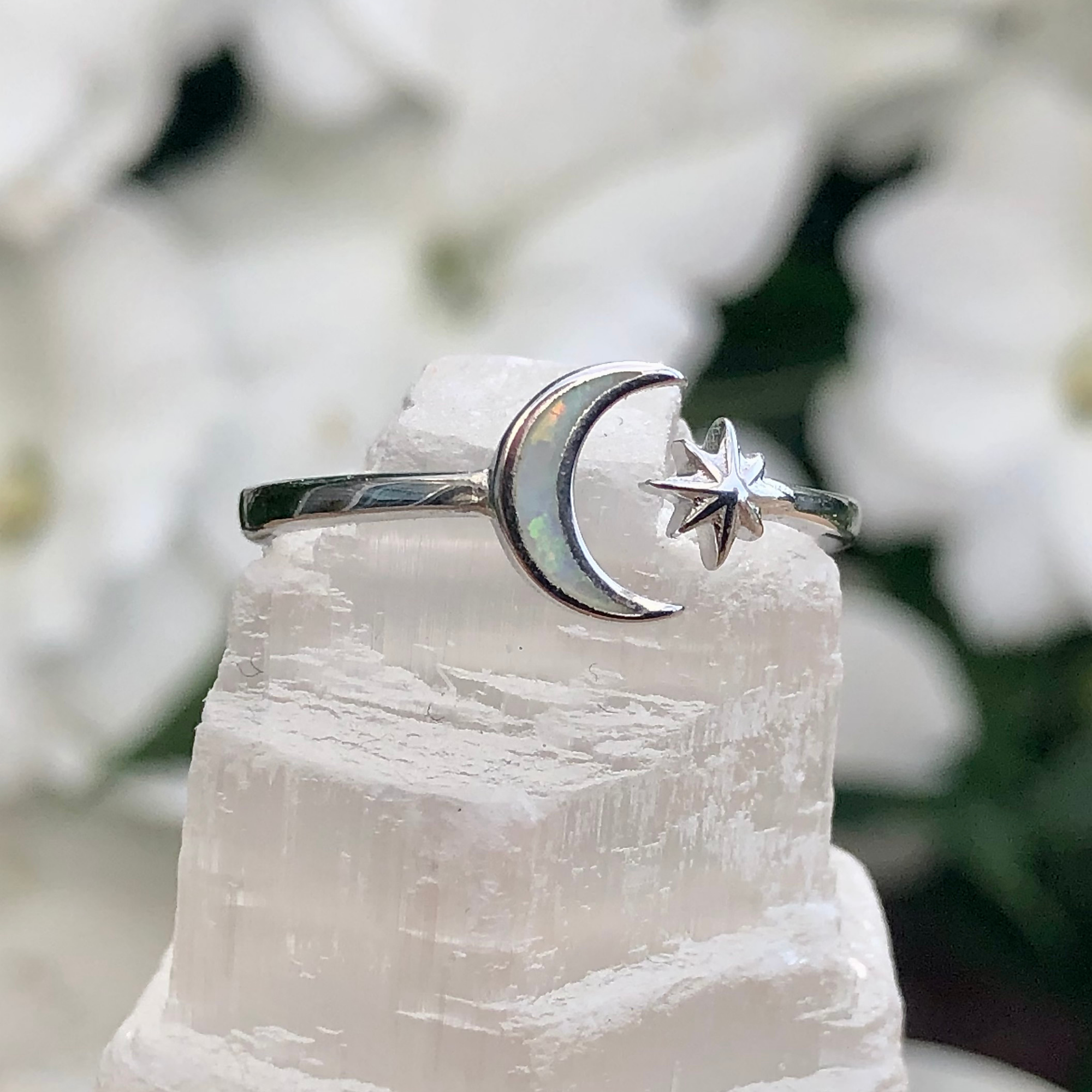 Opal Moon & Star Ring (Size 10)