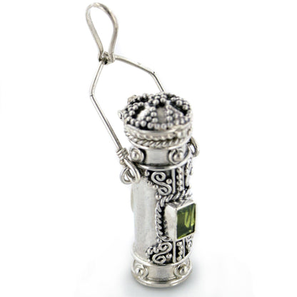 Peridot Pendant with Hidden Chamber, Sterling Silver